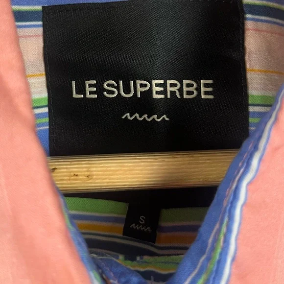 LE SUPERBE Embellished Over You Shirt striped pink silver size small oversize - Picture 5 of 8